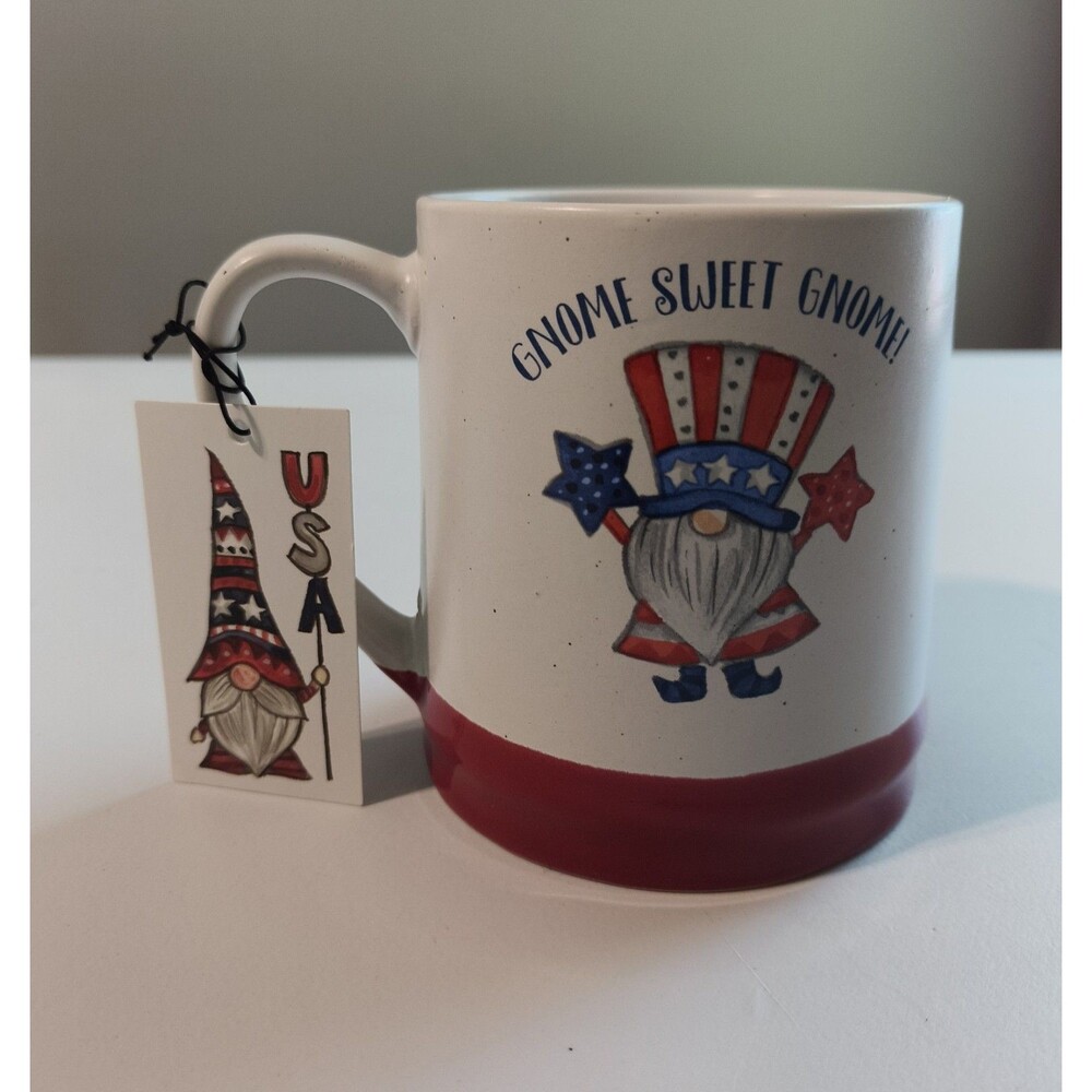 Sheffield Home 'Gnome Sweet Gnome" Patriotic Mug 16oz New